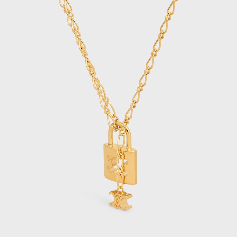 collana triomphe lock in ottone con finitura oro