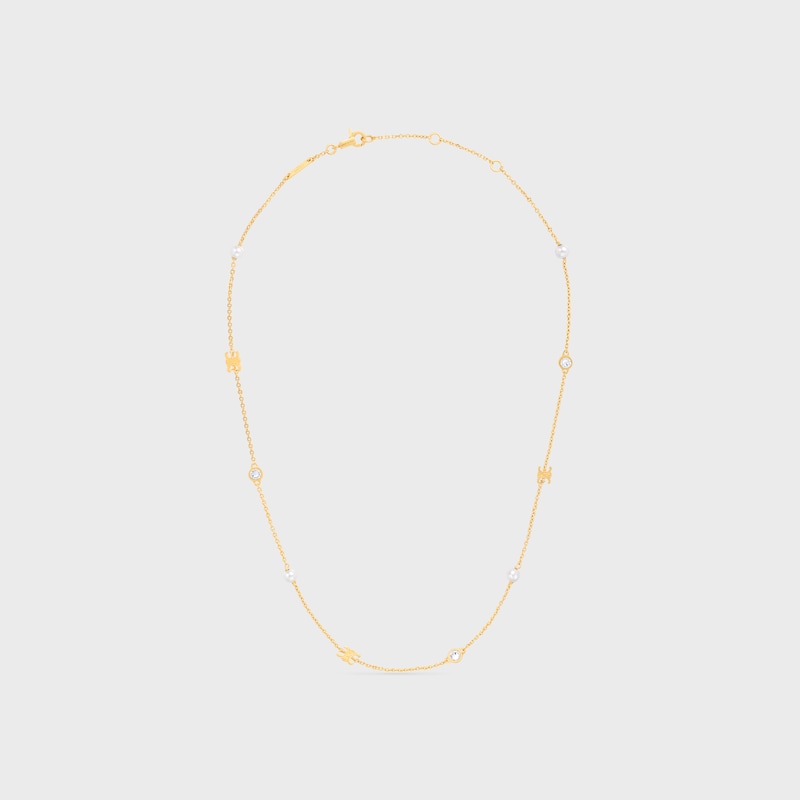 collana les perles celine in strass perle di resina e ottone con finitura oro