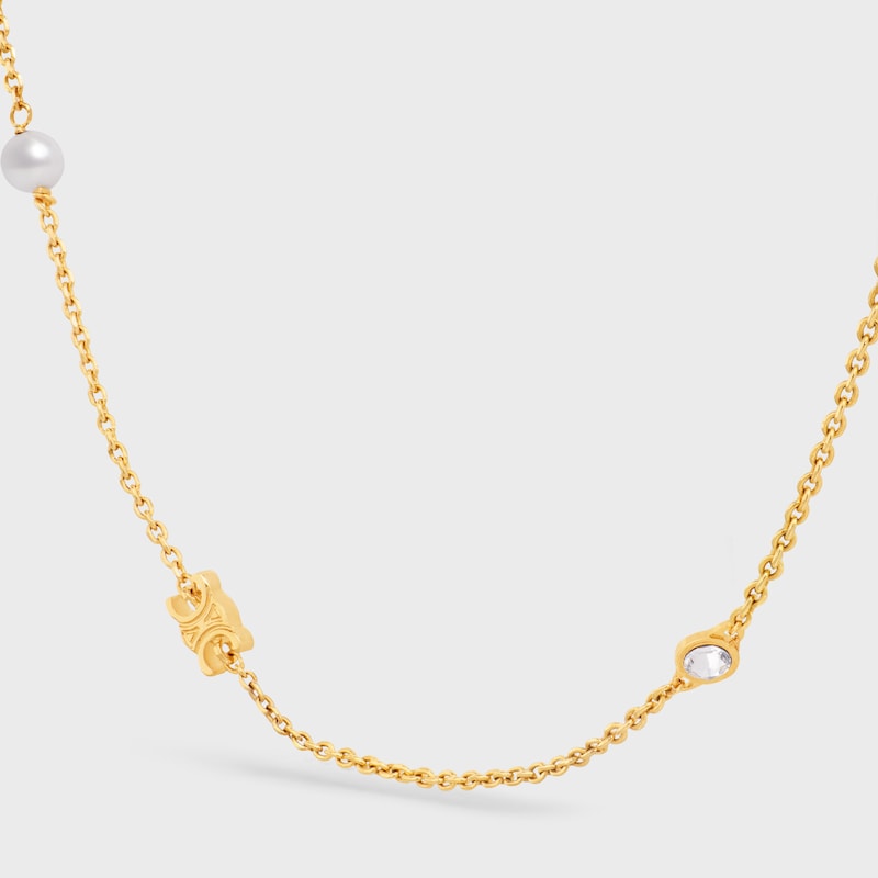 collana les perles celine in strass perle di resina e ottone con finitura oro