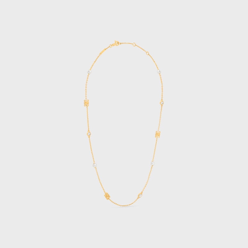 collana les perles celine in strass perle di resina e ottone con finitura oro