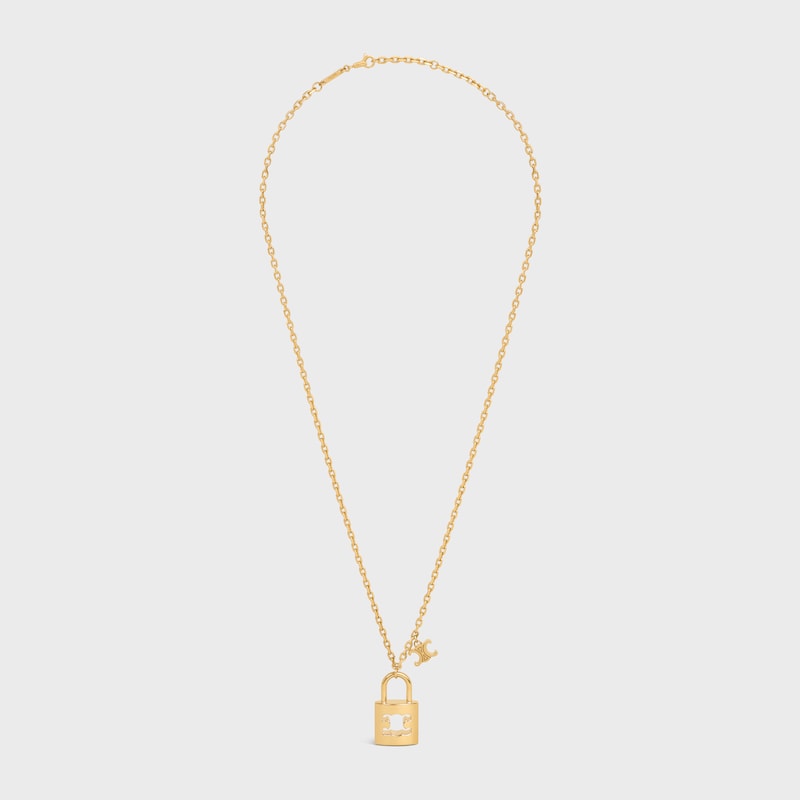 collana grande triomphe lock in ottone con finitura oro
