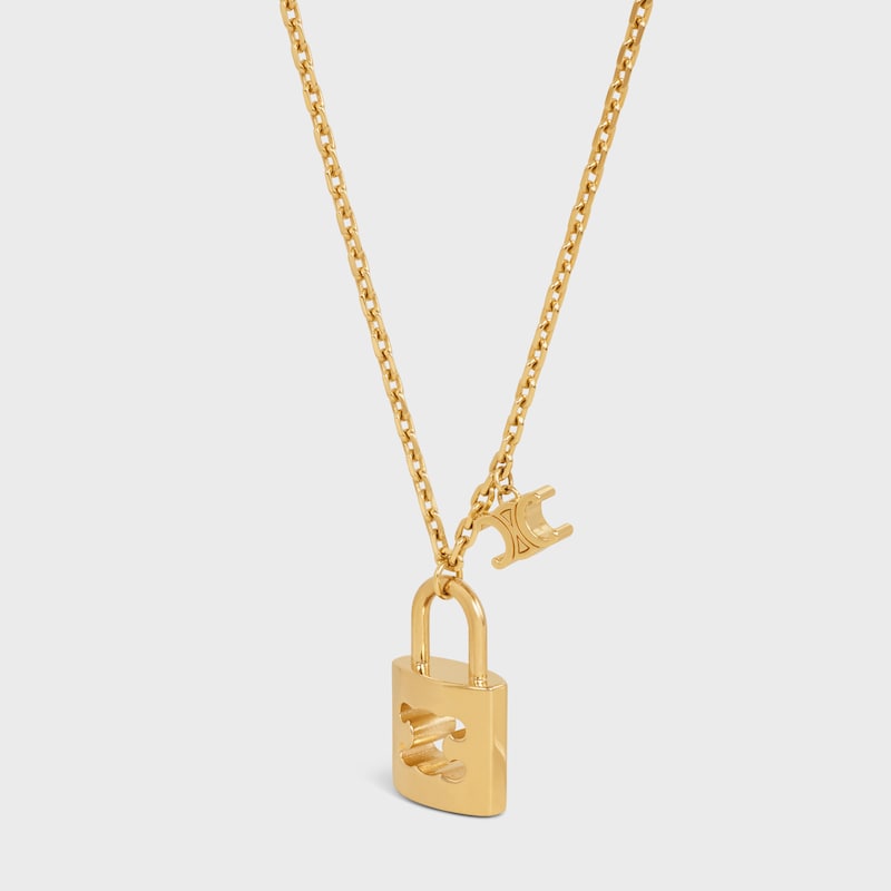 collana grande triomphe lock in ottone con finitura oro