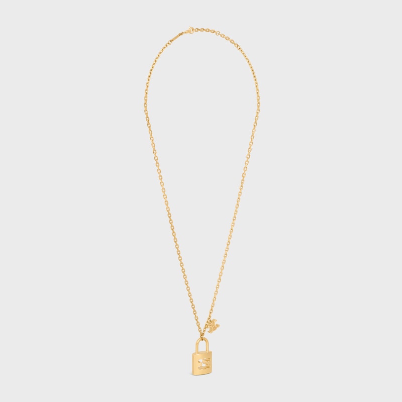 collana grande triomphe lock in ottone con finitura oro