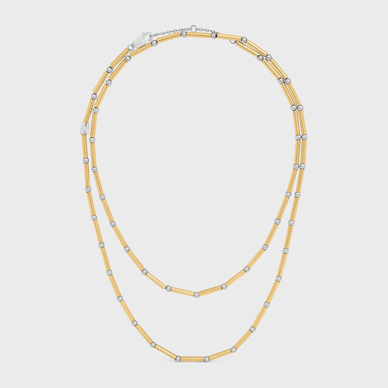 collana lunga celine charms in ottone con finitura oro e rodio