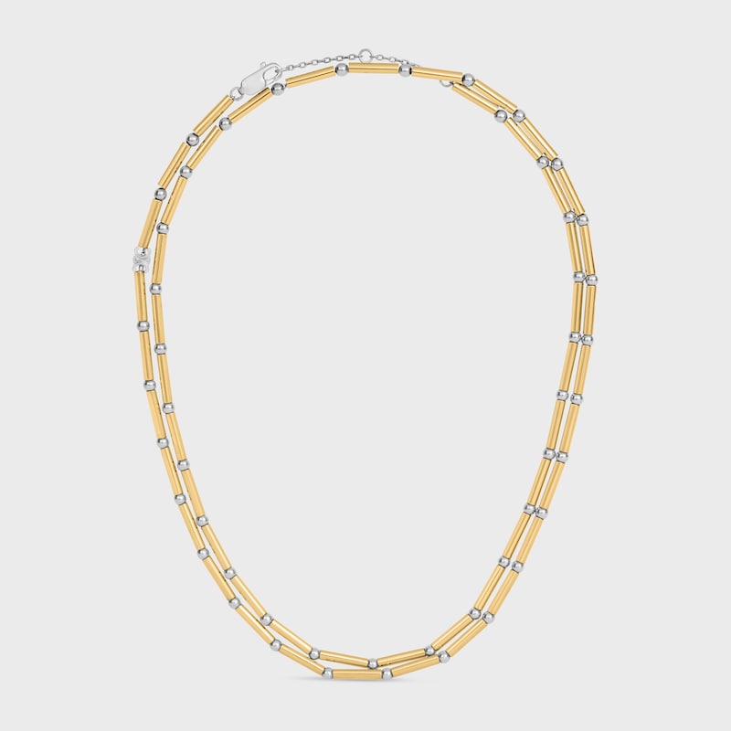 collana lunga celine charms in ottone con finitura oro e rodio