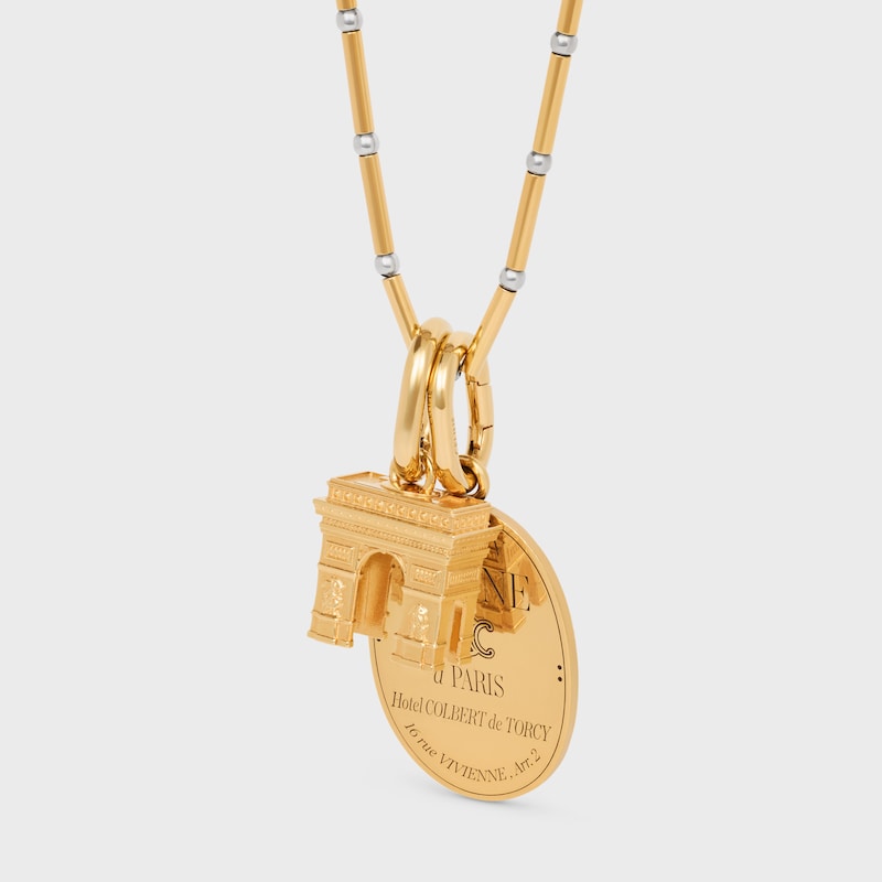 collana lunga celine charms in ottone con finitura oro e rodio
