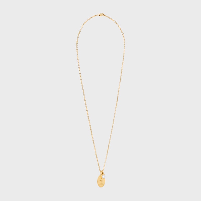 collana con medaglia les perles celine in resina perla e ottone con finitura oro