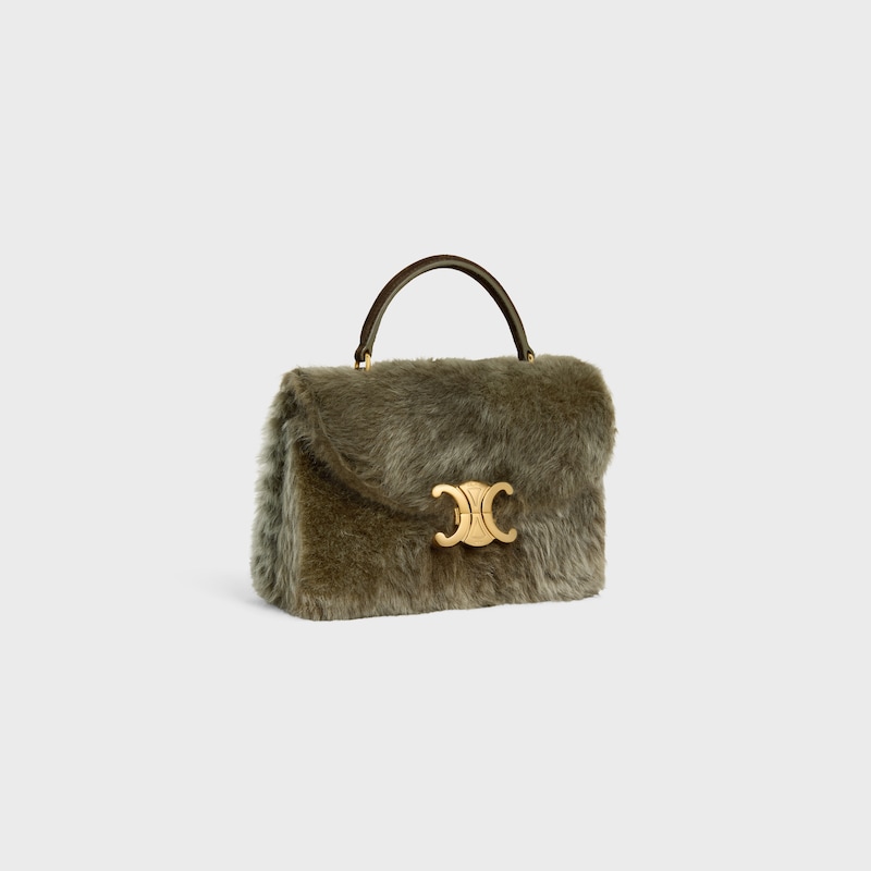 borsa teen nino in shearling e vitello scamosciato