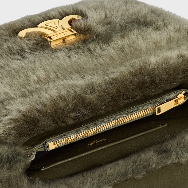borsa teen nino in shearling e vitello scamosciato