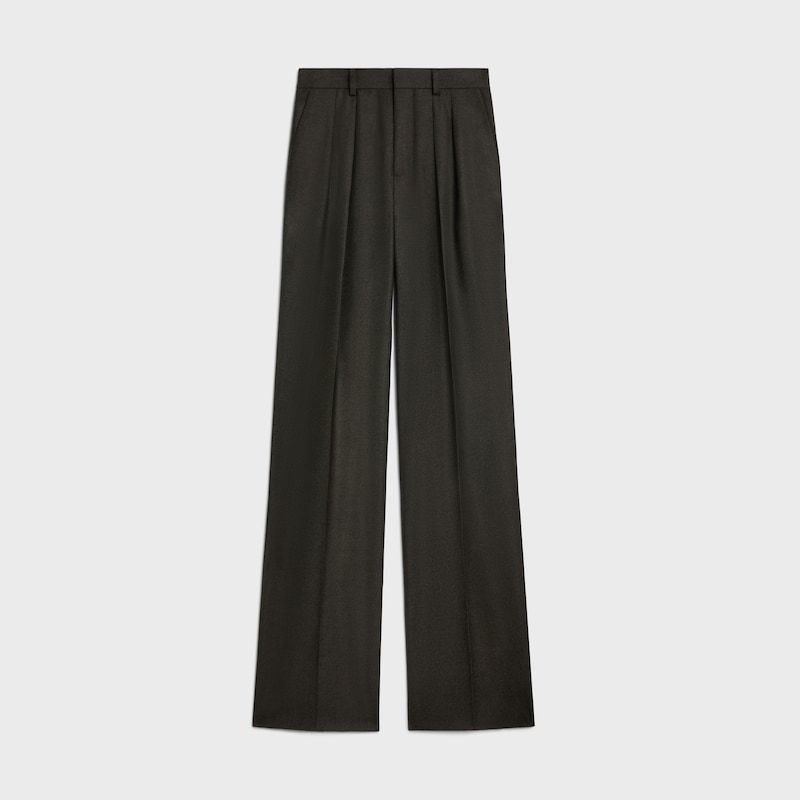 pantaloni tixie a doppia piega in flanella di cashmere