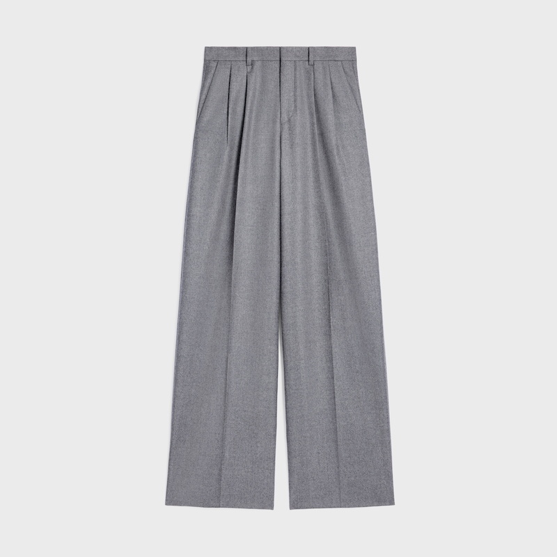 pantaloni con pieghe in flanella di cashmere