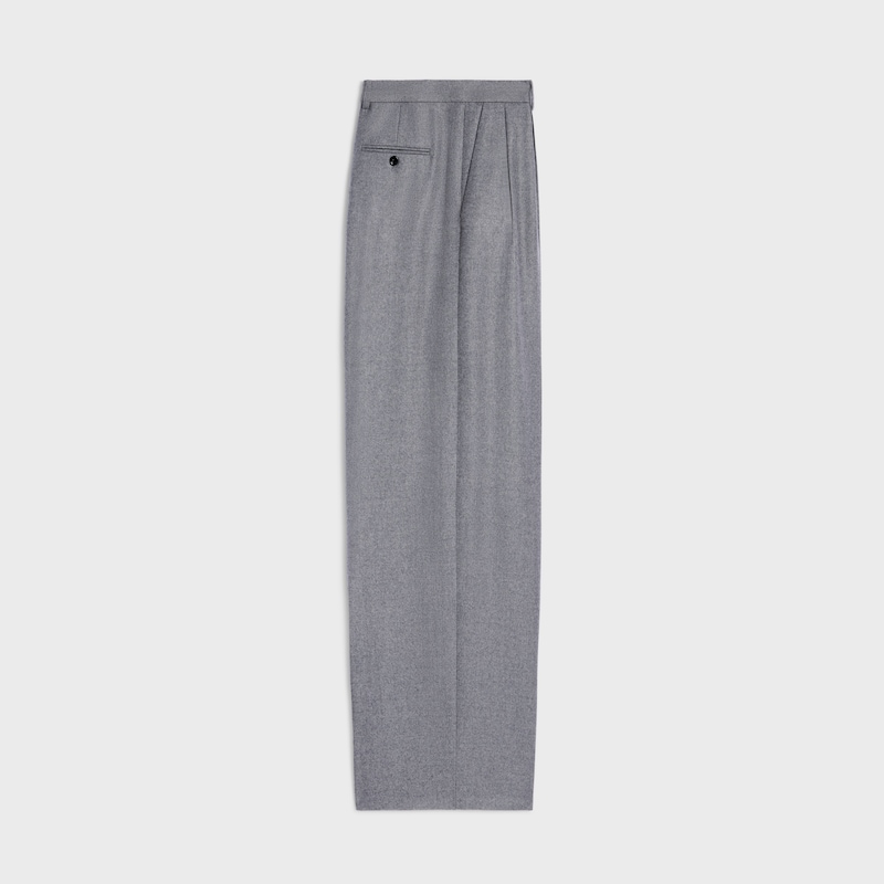 pantaloni con pieghe in flanella di cashmere