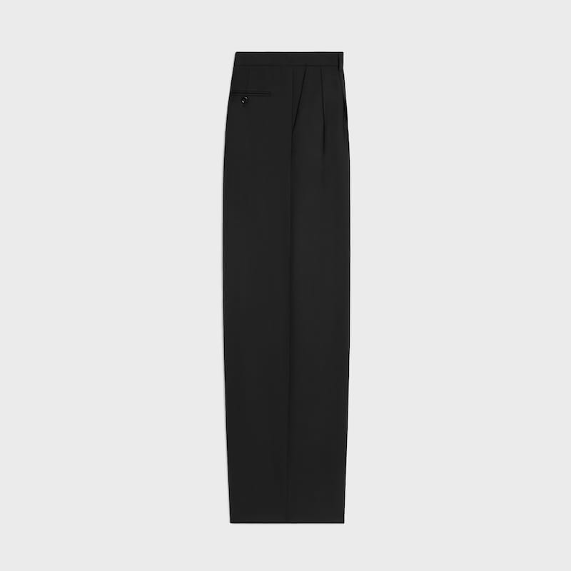 pantaloni con pieghe in gabardine di lana leggera