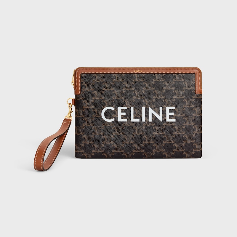borsa piccola con tracolla cuir triomphe in tela triomphe con stampa celine