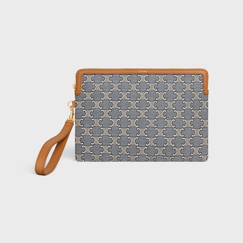 borsa piccola con tracolla cuir triomphe in jacqaurd triomphe allover