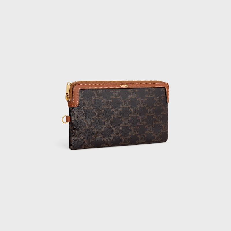 borsa lunga con tracolla in tela triomphe e pelle di vitello
