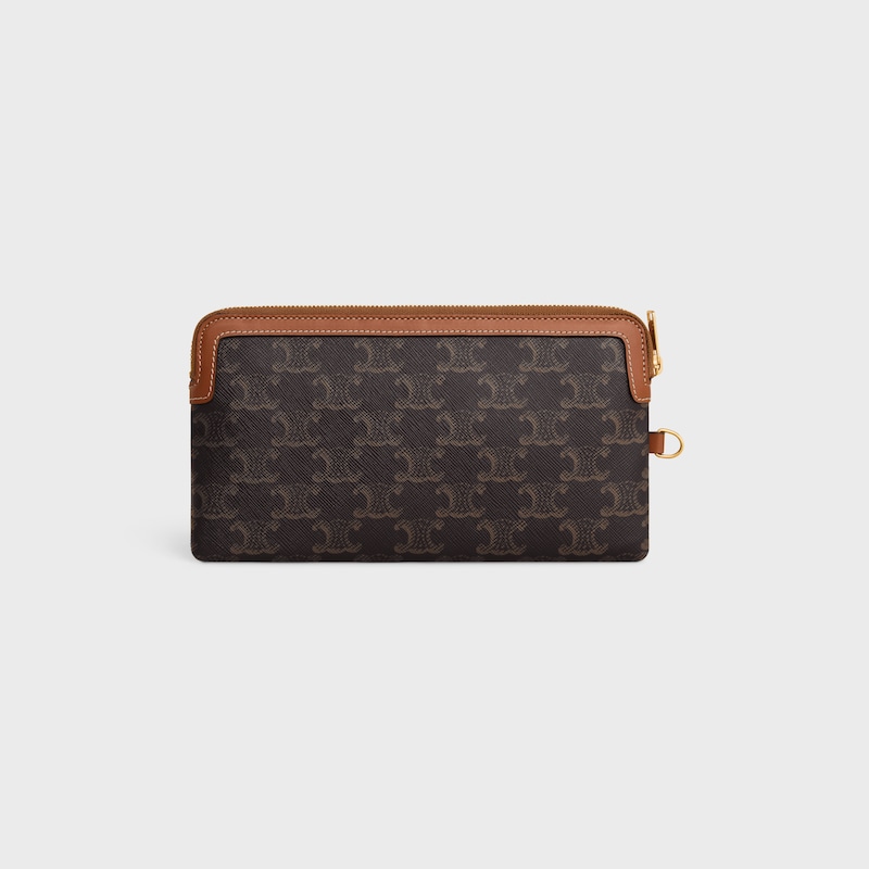 borsa lunga con tracolla in tela triomphe e pelle di vitello