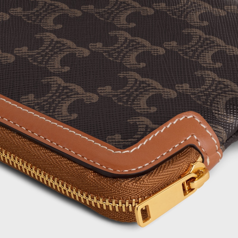 borsa lunga con tracolla in tela triomphe e pelle di vitello