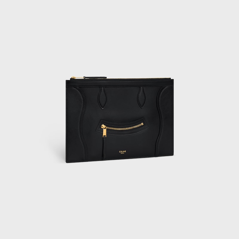 borsa media in pelle di vitello lucida