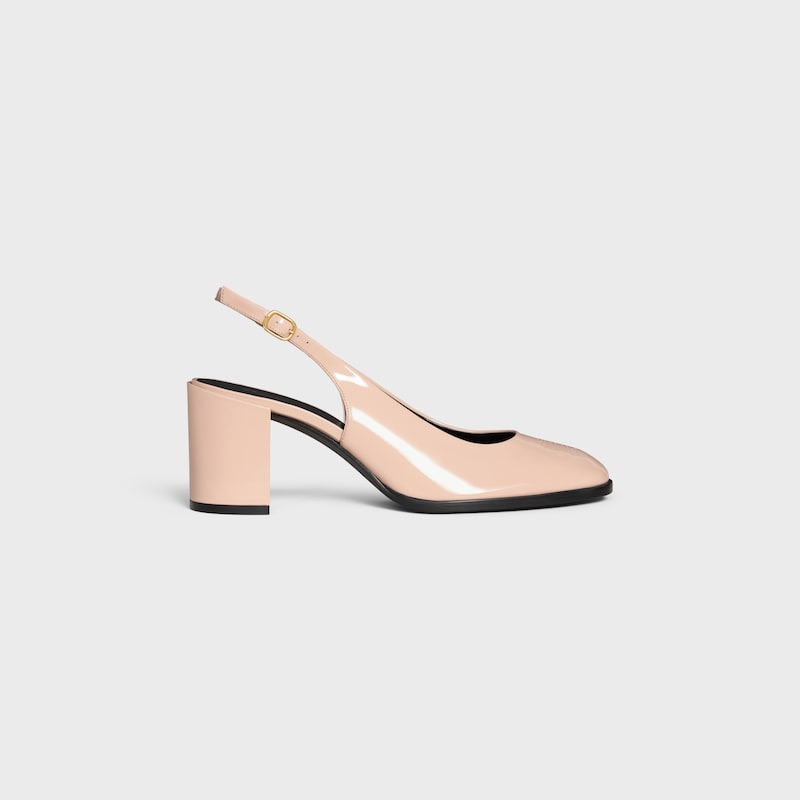 sandali celine lily perforati triomphe slingback in pelle di vitello verniciata