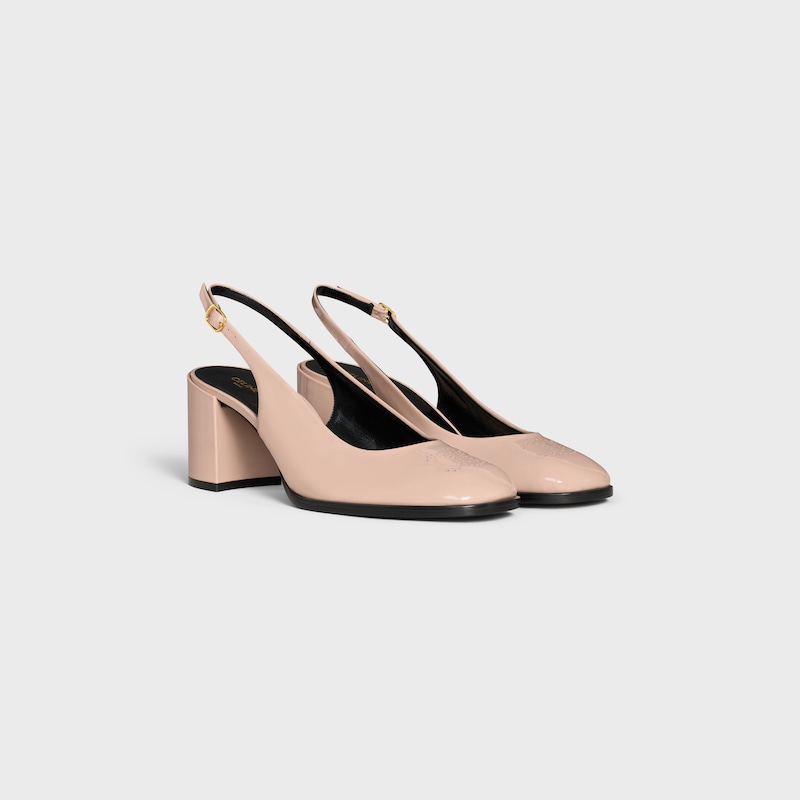 sandali celine lily perforati triomphe slingback in pelle di vitello verniciata