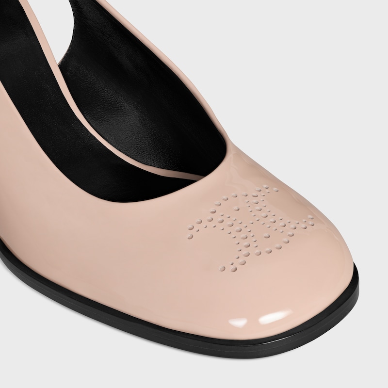 sandali celine lily perforati triomphe slingback in pelle di vitello verniciata
