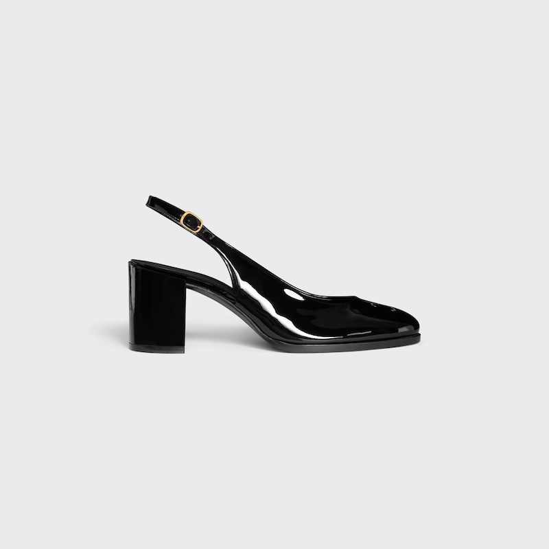 sandali celine lily perforati triomphe slingback in pelle di vitello verniciata