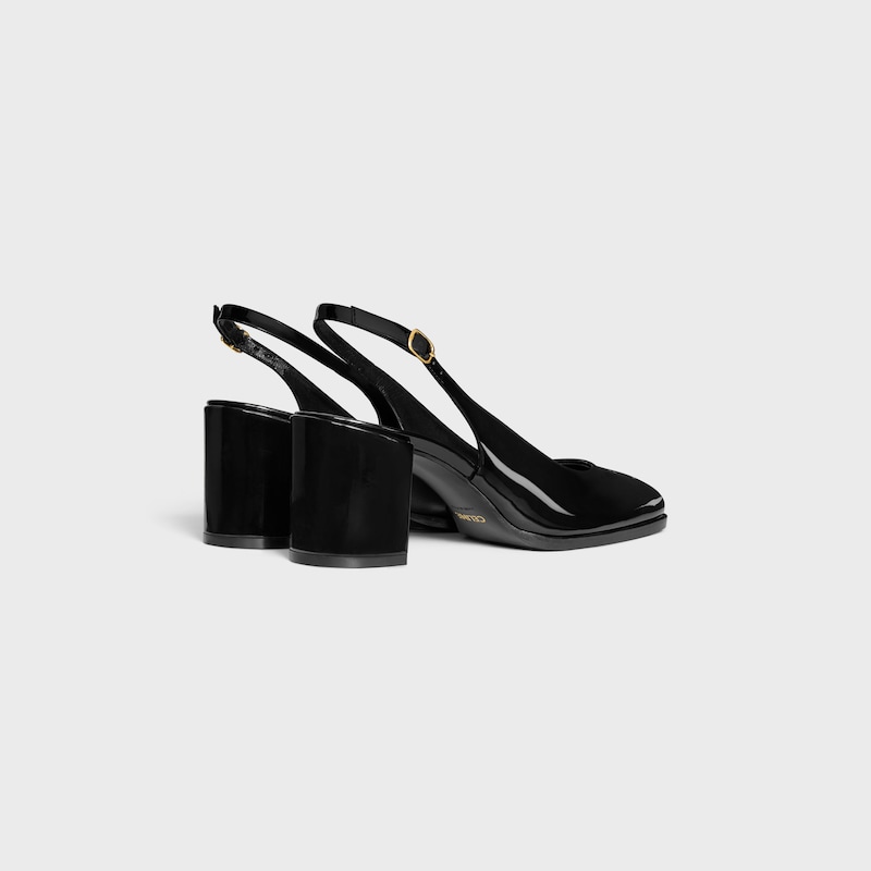 sandali celine lily perforati triomphe slingback in pelle di vitello verniciata
