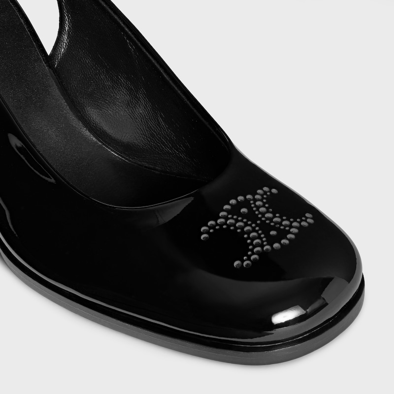 sandali celine lily perforati triomphe slingback in pelle di vitello verniciata
