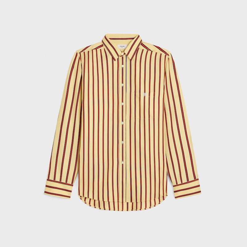 camicia oversize in twill di seta a righe