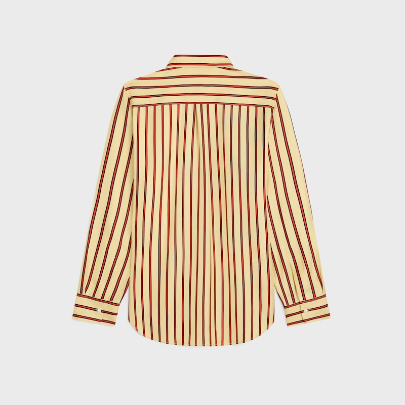 camicia oversize in twill di seta a righe
