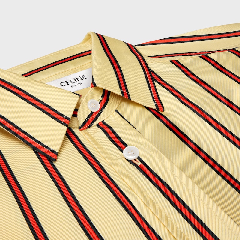 camicia oversize in twill di seta a righe