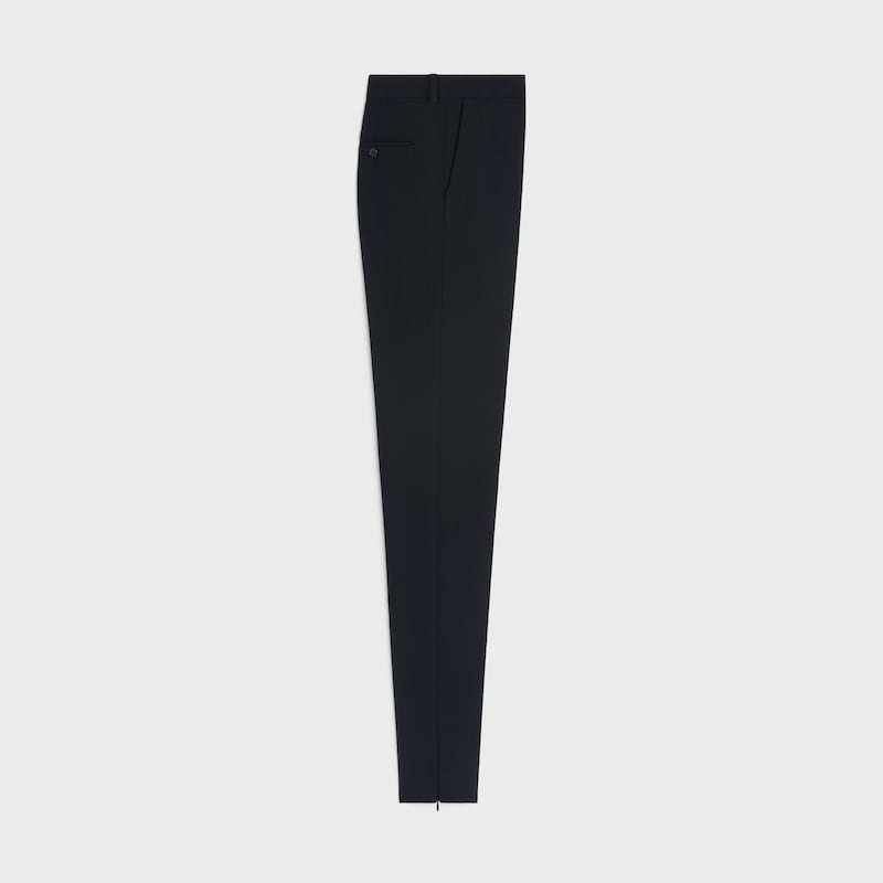 pantaloni slim in gabardina di lana elasticizzata