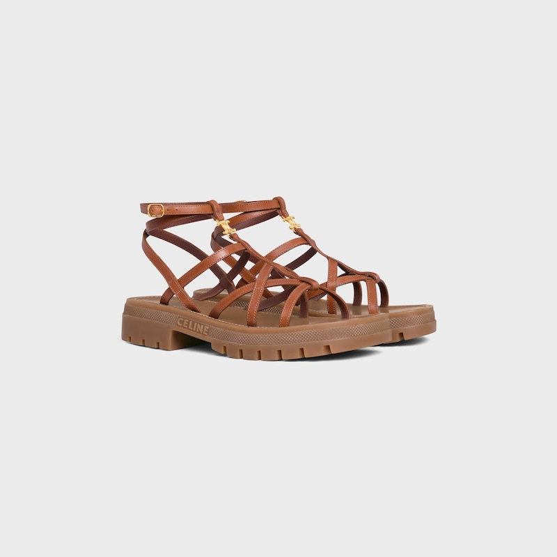 celine - sandalo clea triomphe con cinturini in pelle di vitello - concia vegetale