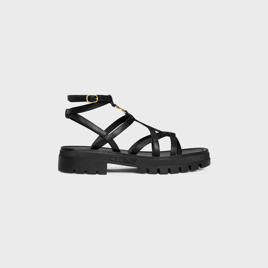celine - sandalo clea triomphe con cinturini in pelle di vitello - concia vegetale