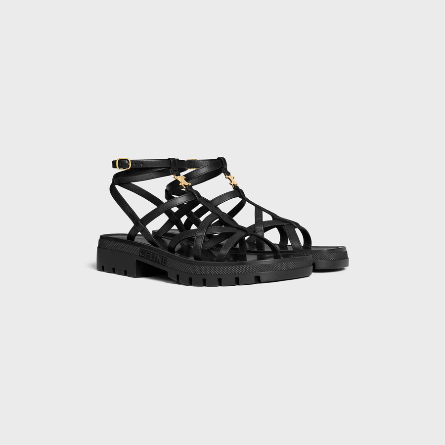 celine - sandalo clea triomphe con cinturini in pelle di vitello - concia vegetale