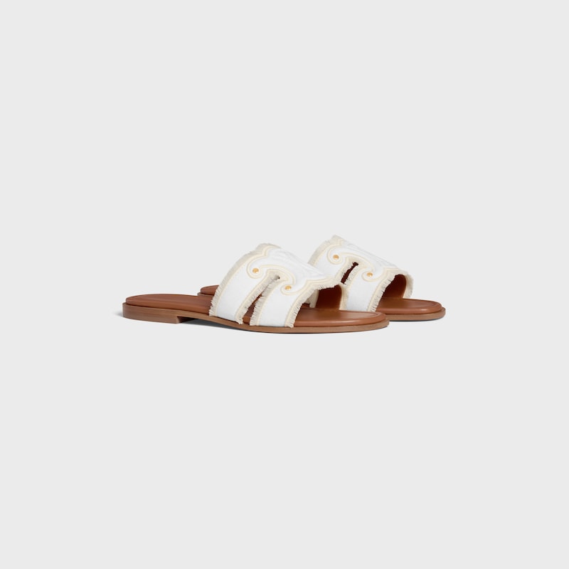 mule celine marina in tela con frange