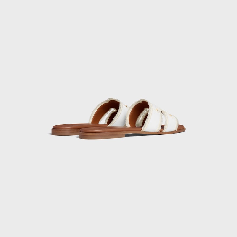 mule celine marina in tela con frange