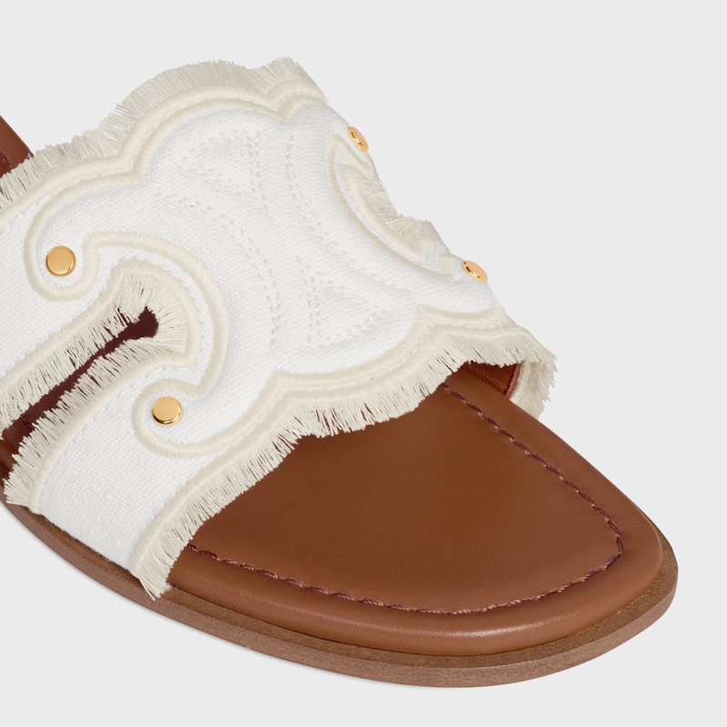mule celine marina in tela con frange