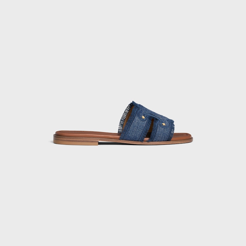 mule con frange celine marina in denim