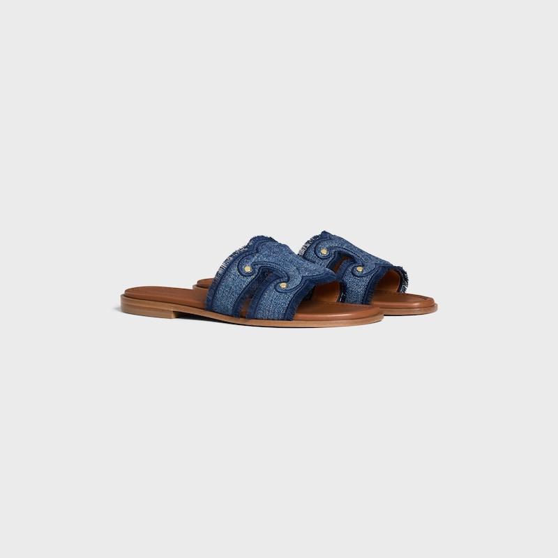 mule con frange celine marina in denim