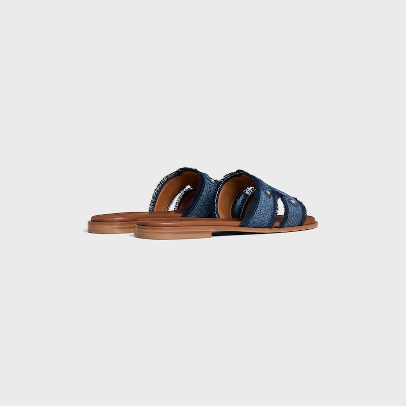 mule con frange celine marina in denim