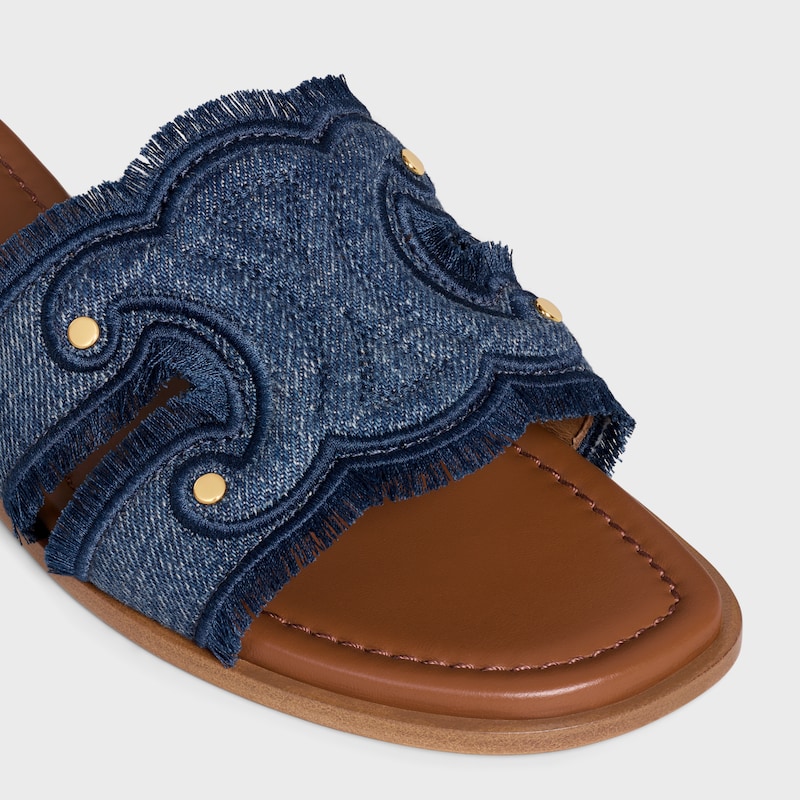 mule con frange celine marina in denim