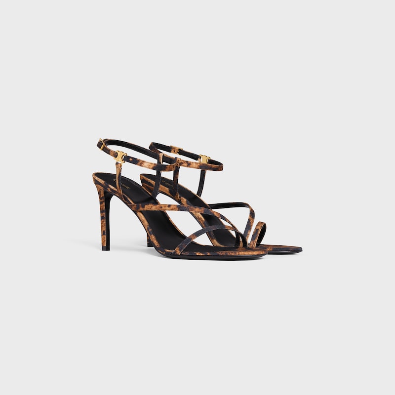 sandalo celine ava in tessuto gros grain stampato leopardato