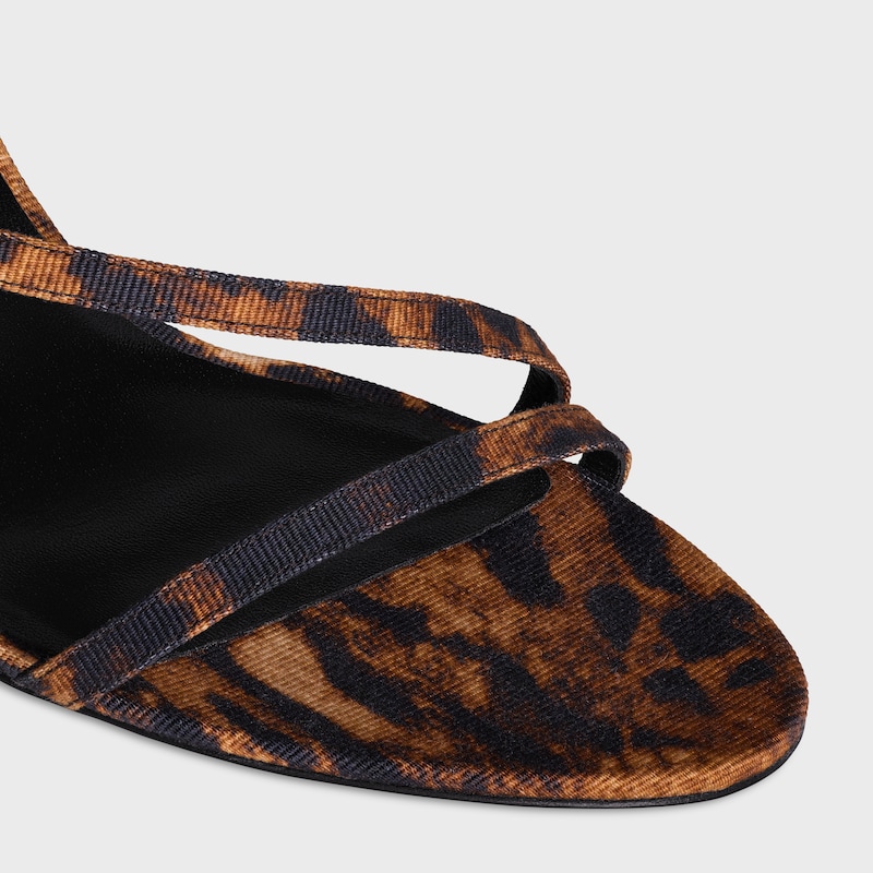 sandalo celine ava in tessuto gros grain stampato leopardato