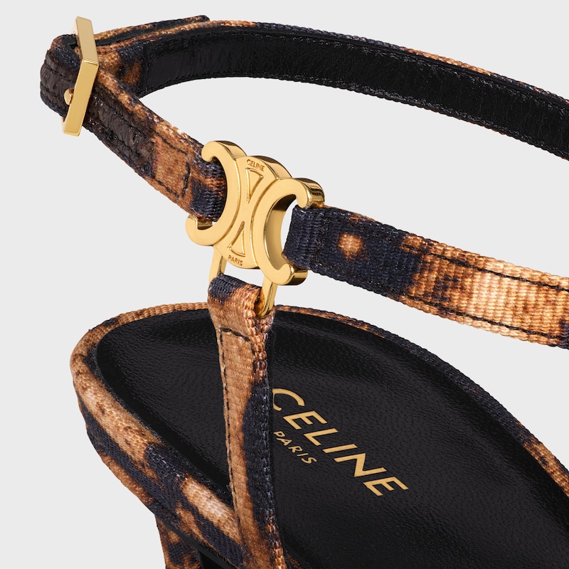 sandalo celine ava in tessuto gros grain stampato leopardato