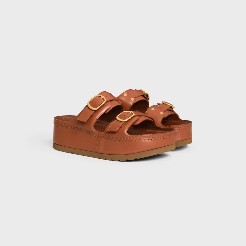 mule con zeppa celine polly in pelle di vitello