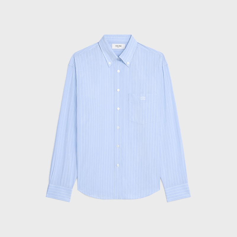 camicia rilassata in popeline di cotone a righe