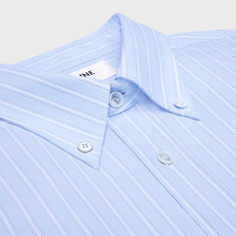 camicia rilassata in popeline di cotone a righe