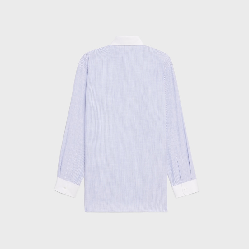 camicia oversize in cotone chambray a righe
